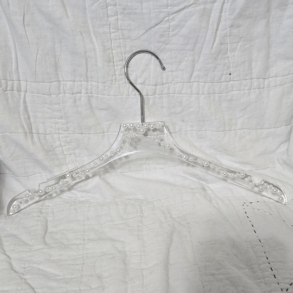 Clear Beaded Hangers Acrylic w/ Metal Hook Piece Pk of 5 NWT